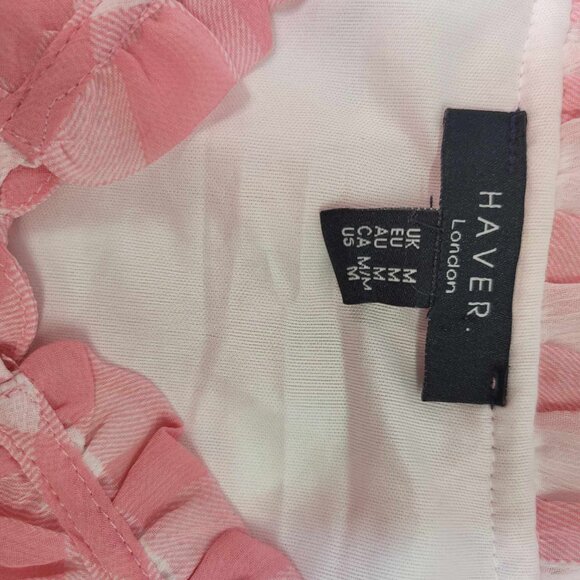 2486 Haver London Pink Gingham Sleeveless Blouse‎ Women's Medium - Picture 5 of 6